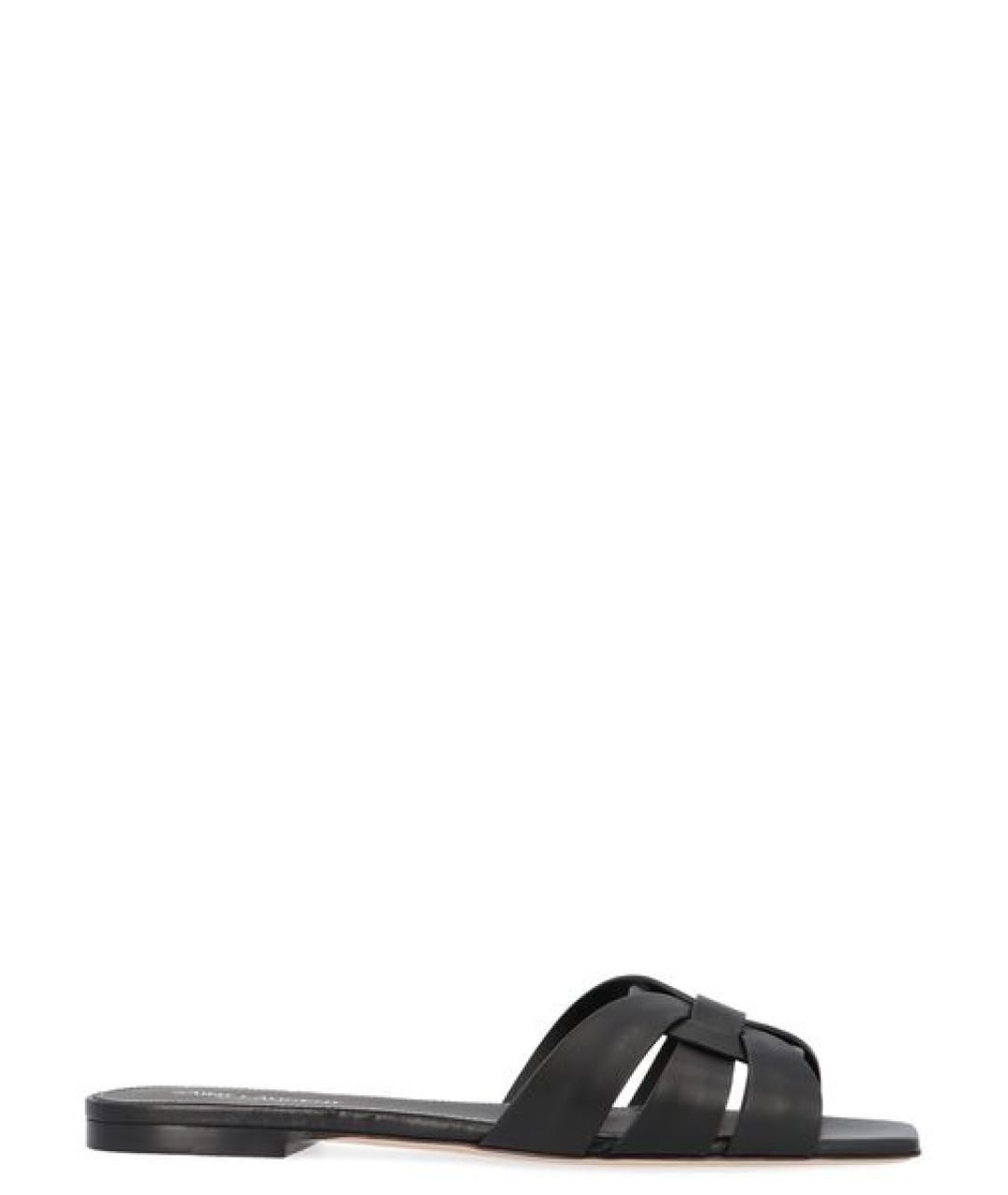 SAINT LAURENT Черные кожаные сандалии, фото 1