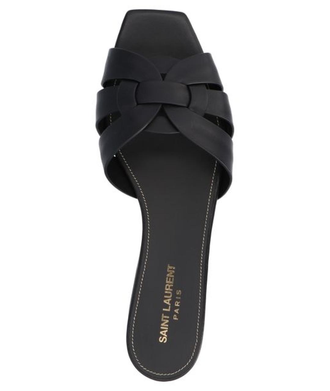 SAINT LAURENT Черные кожаные сандалии, фото 3