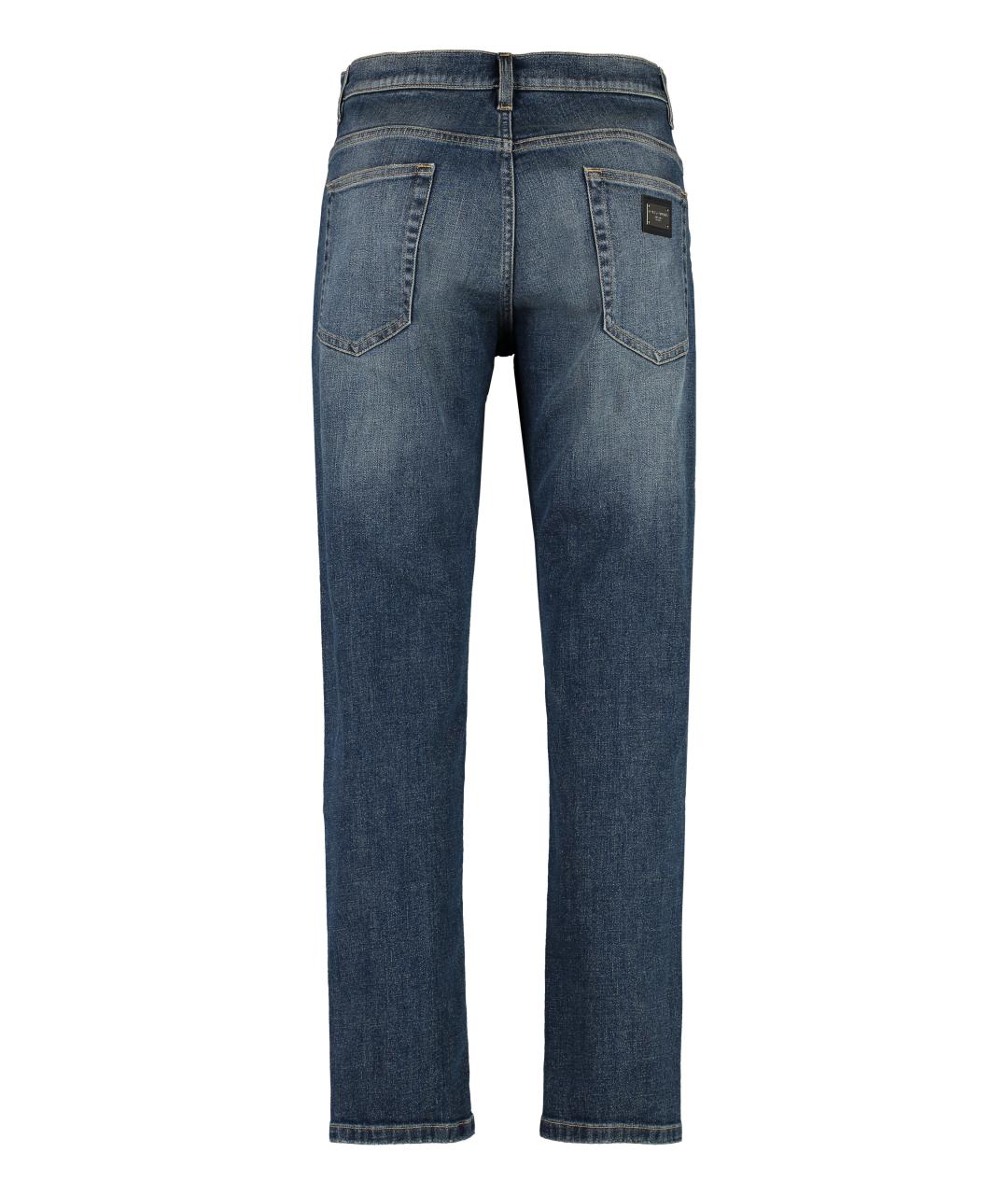 DOLCE&GABBANA Синие хлопковые прямые джинсы, фото 2