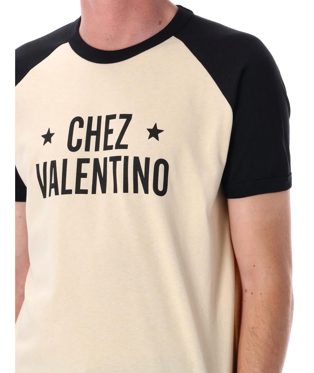 VALENTINO Бежевая хлопковая футболка, фото 4