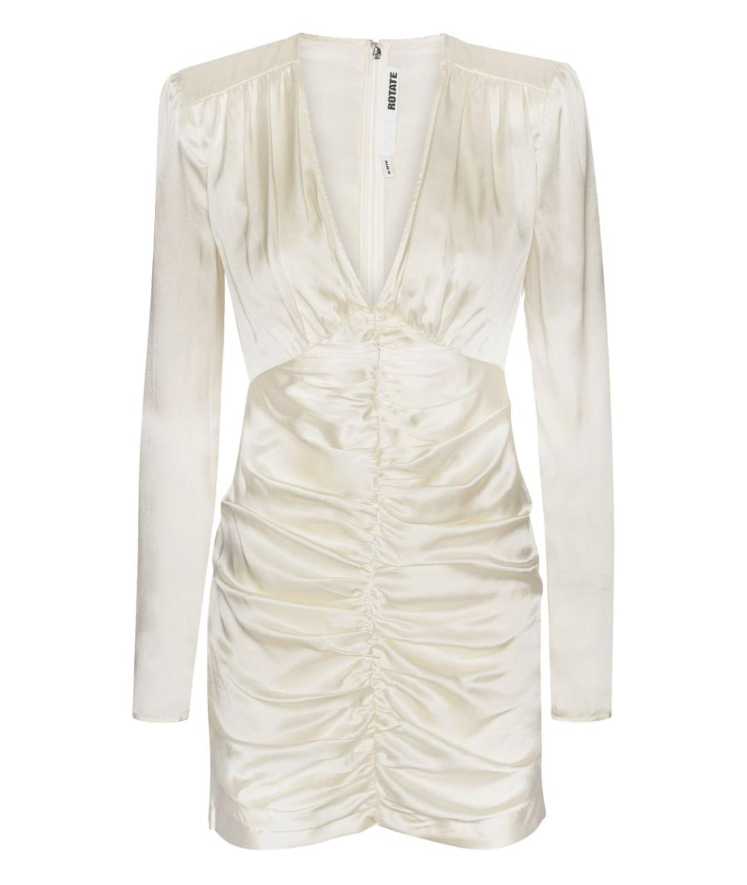 ROTATE Белое шелковое вечернее платье, фото 1
