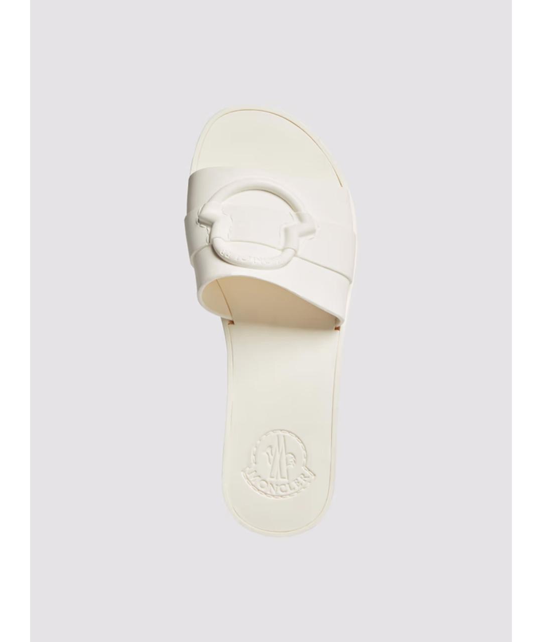 MONCLER Белые резиновые шлепанцы, фото 3