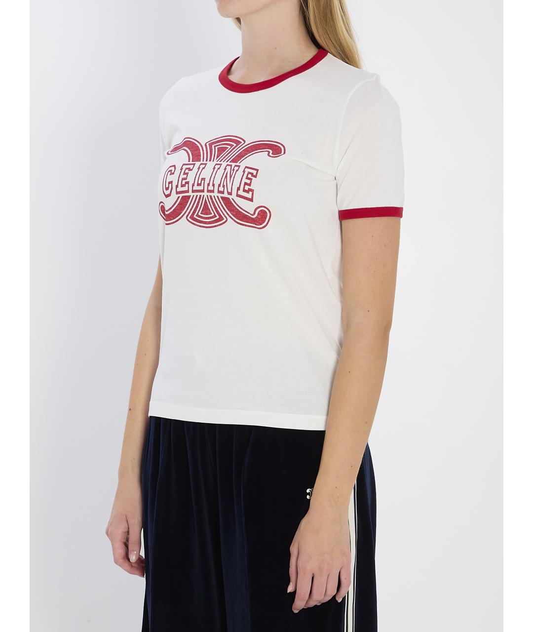 CELINE Белая хлопковая футболка, фото 3