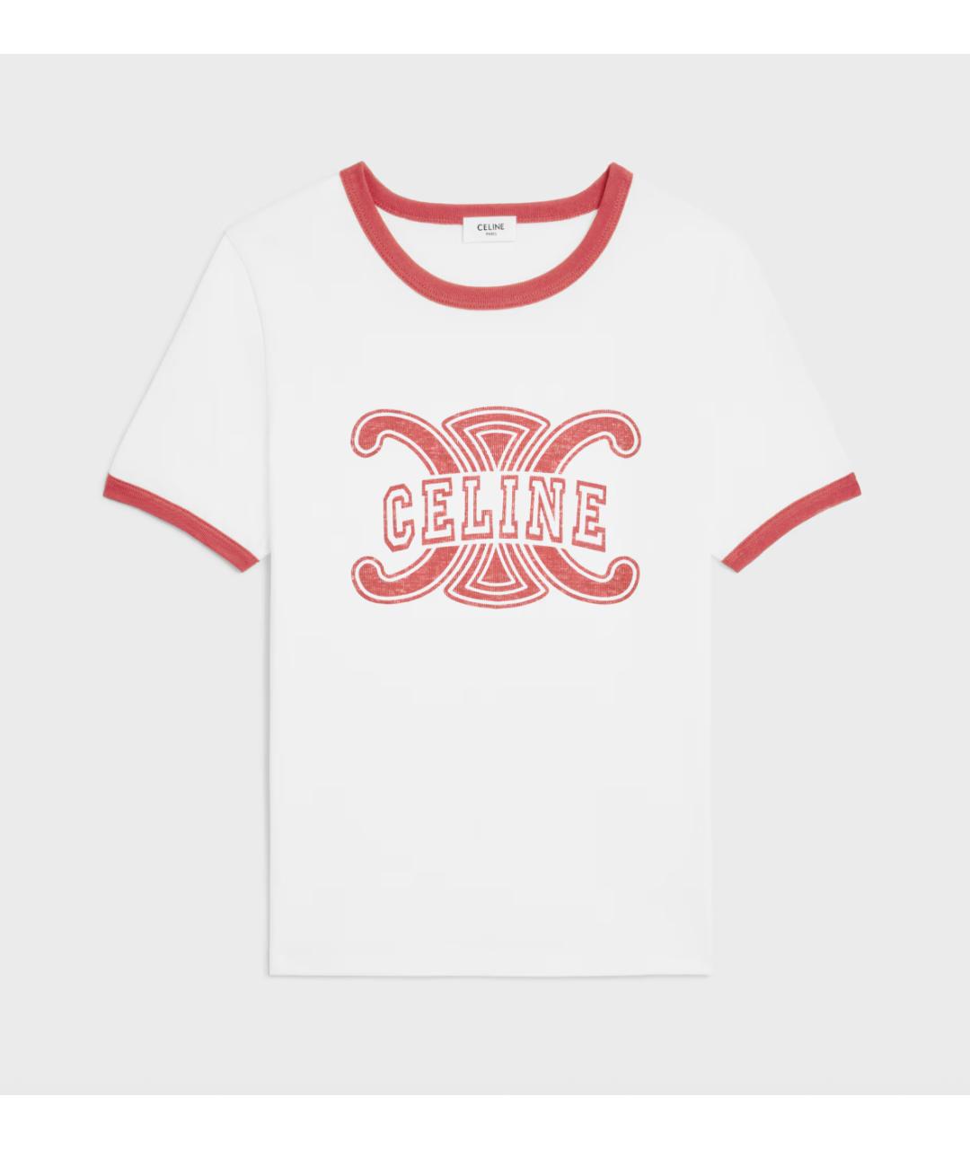 CELINE Белая хлопковая футболка, фото 6