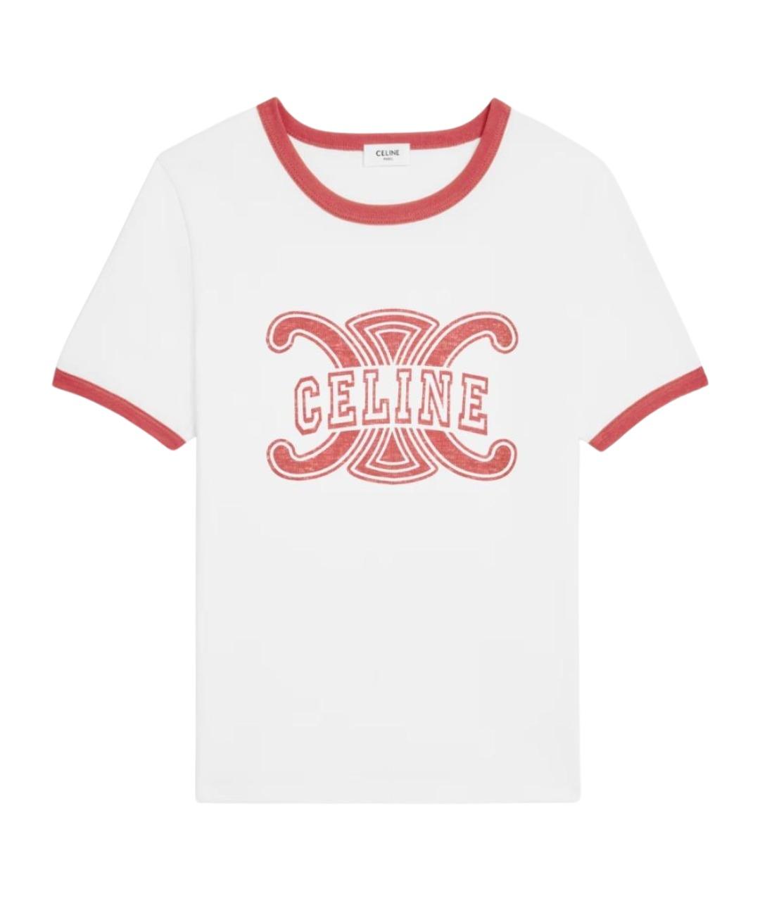 CELINE Белая хлопковая футболка, фото 1