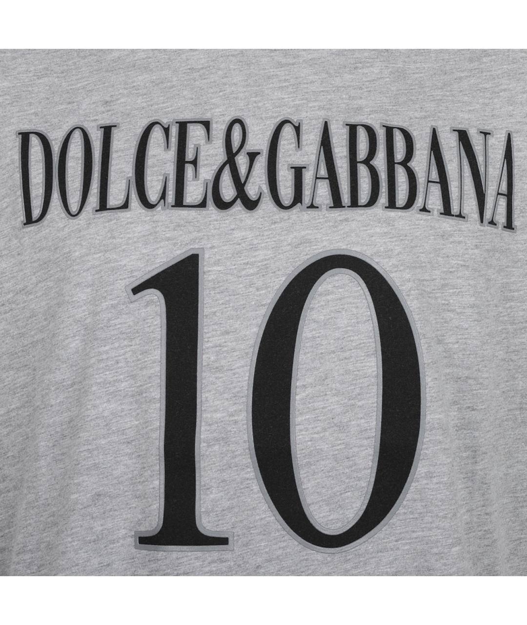 DOLCE&GABBANA Серая хлопко-полиэстеровая футболка, фото 4