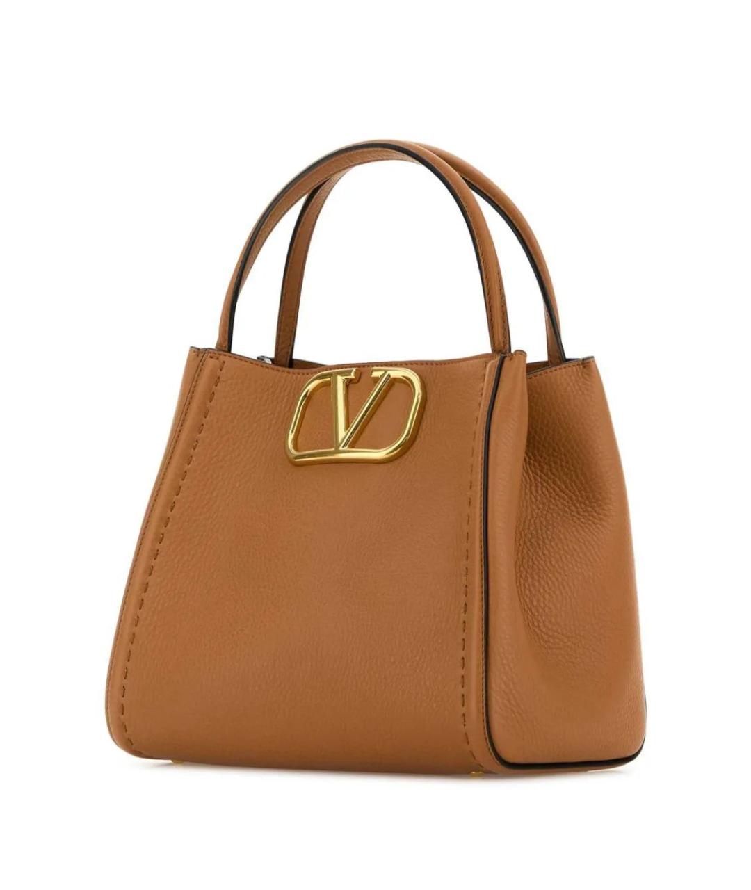 VALENTINO Коричневая кожаная сумка тоут, фото 3
