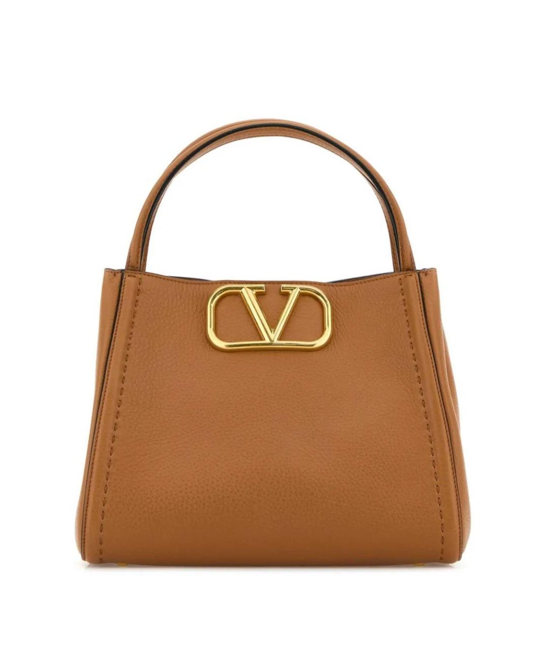 VALENTINO Коричневая кожаная сумка тоут, фото 1