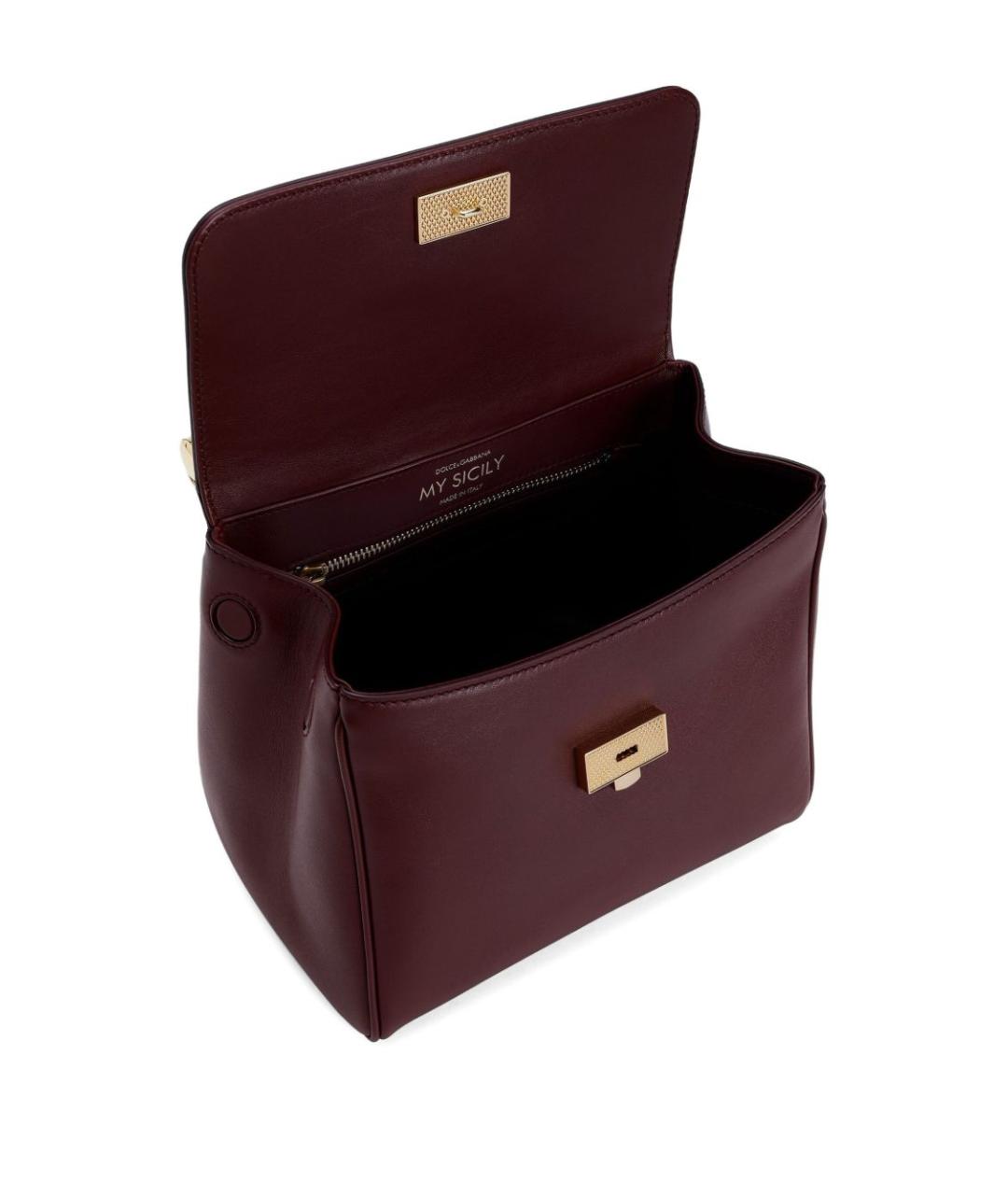 DOLCE&GABBANA Бордовая кожаная сумка тоут, фото 4