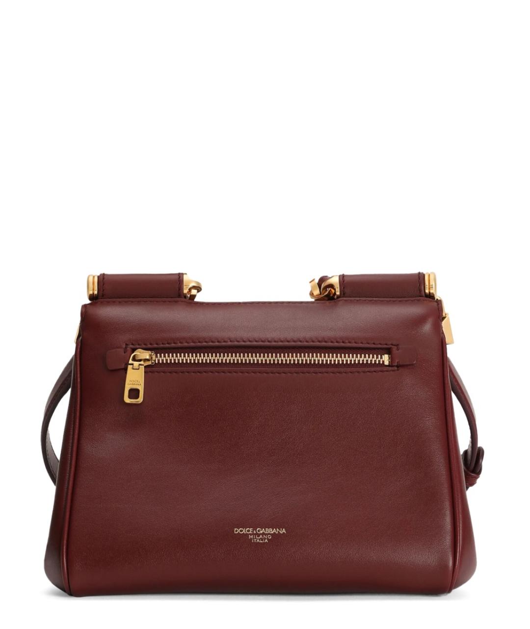 DOLCE&GABBANA Бордовая кожаная сумка тоут, фото 5