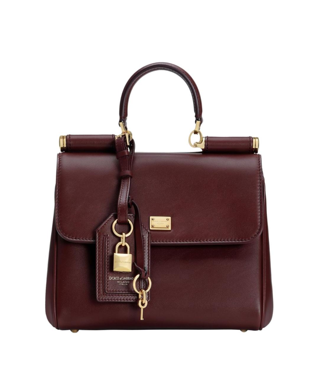 DOLCE&GABBANA Бордовая кожаная сумка тоут, фото 1