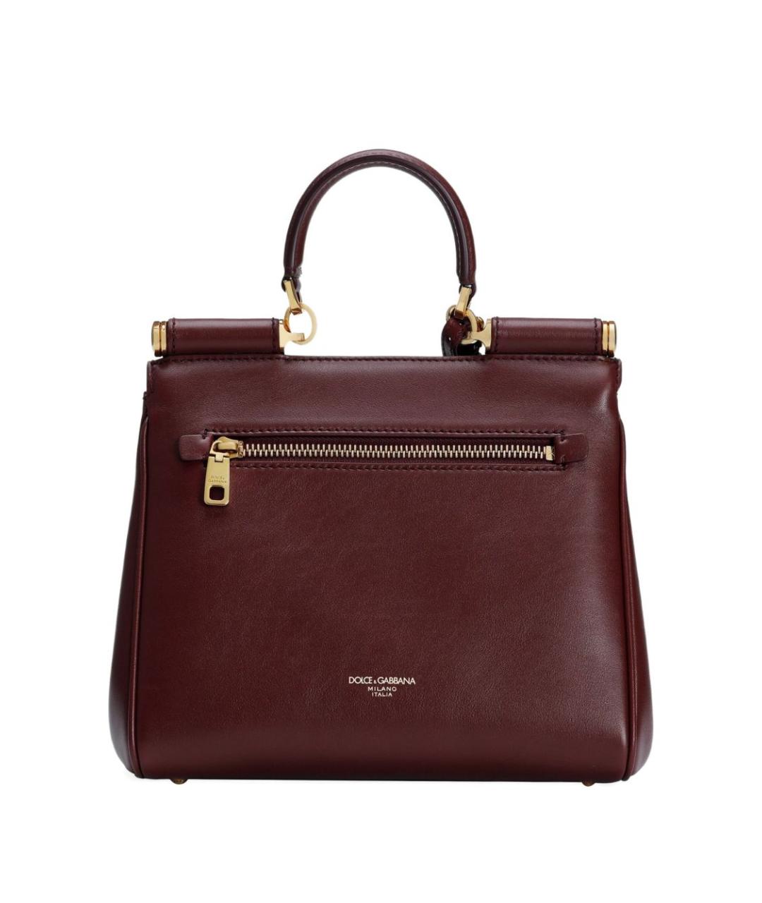 DOLCE&GABBANA Бордовая кожаная сумка тоут, фото 2