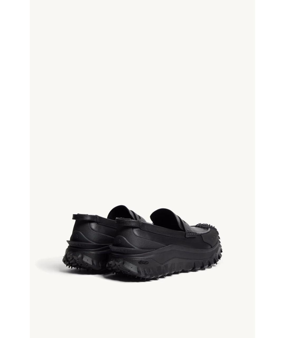 MONCLER Черные кожаные мокасины, фото 4