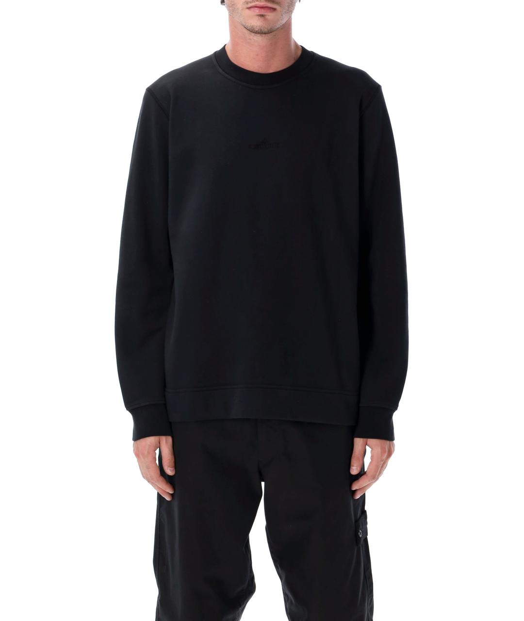 STONE ISLAND Черный хлопковый джемпер / свитер, фото 4