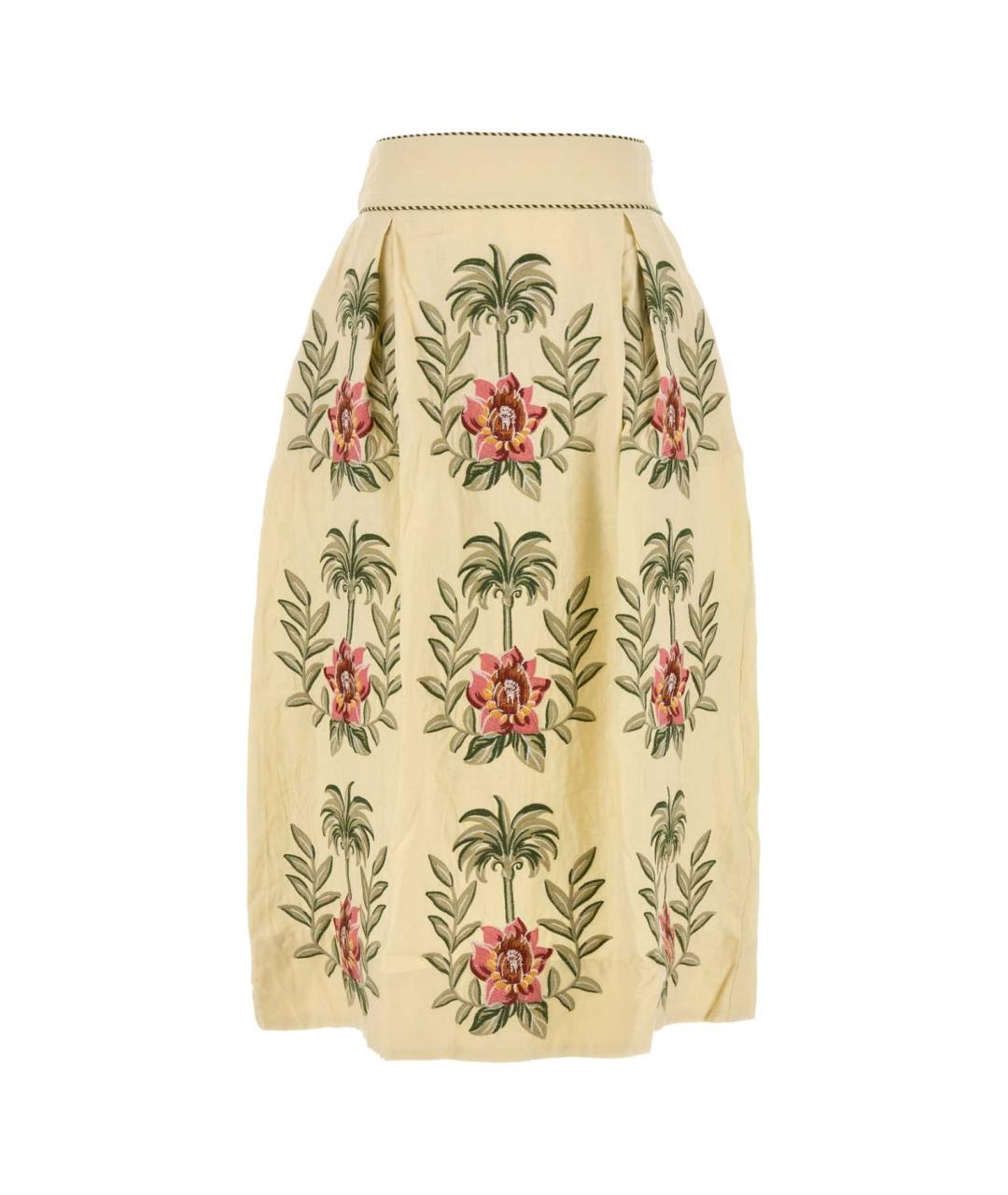 FARM RIO Желтая льняная юбка миди, фото 1