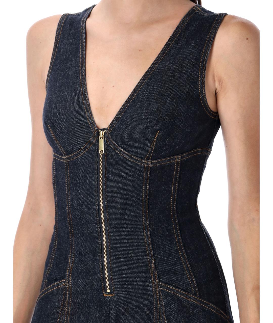 SELF-PORTRAIT Синее хлопковое повседневное платье, фото 4