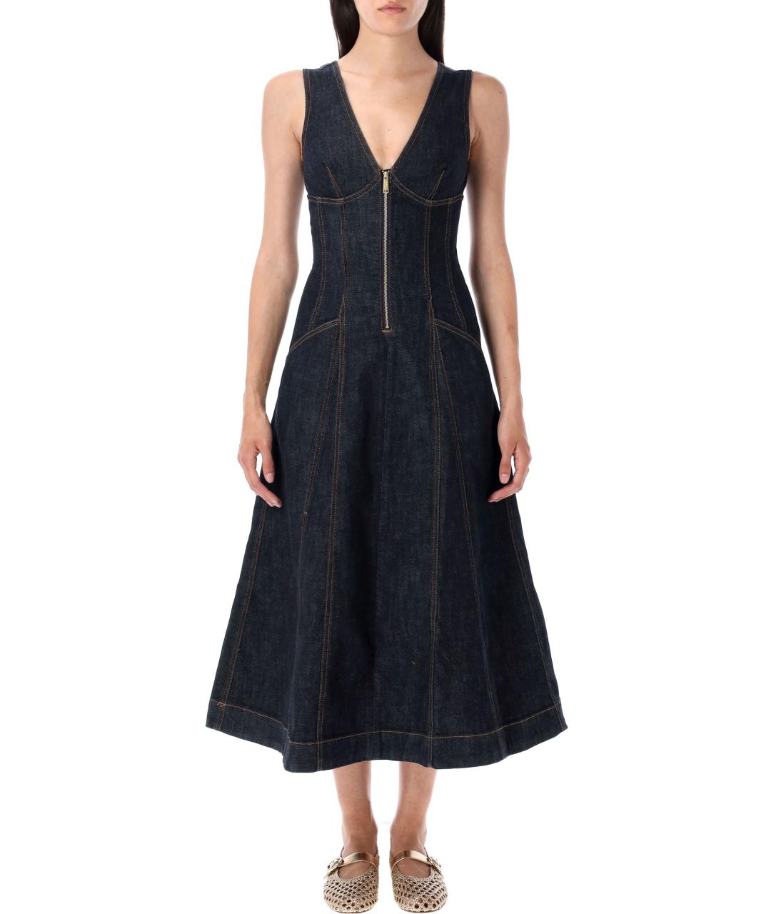 SELF-PORTRAIT Синее хлопковое повседневное платье, фото 2