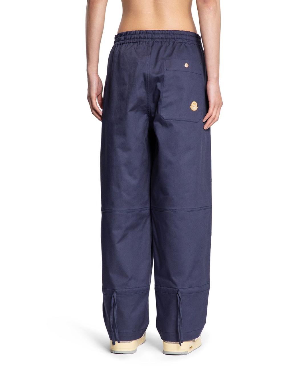MONCLER Синие хлопковые повседневные брюки, фото 4