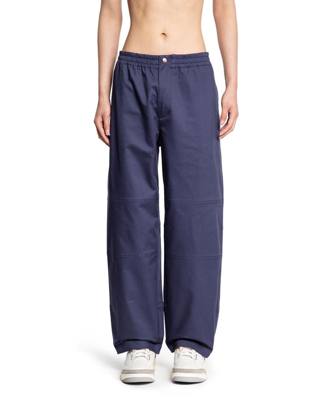 MONCLER Синие хлопковые повседневные брюки, фото 2