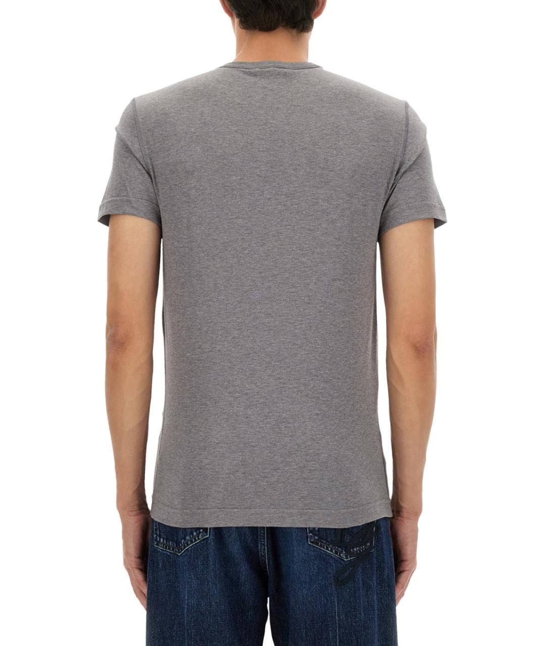 DOLCE&GABBANA Серая хлопковая футболка, фото 2