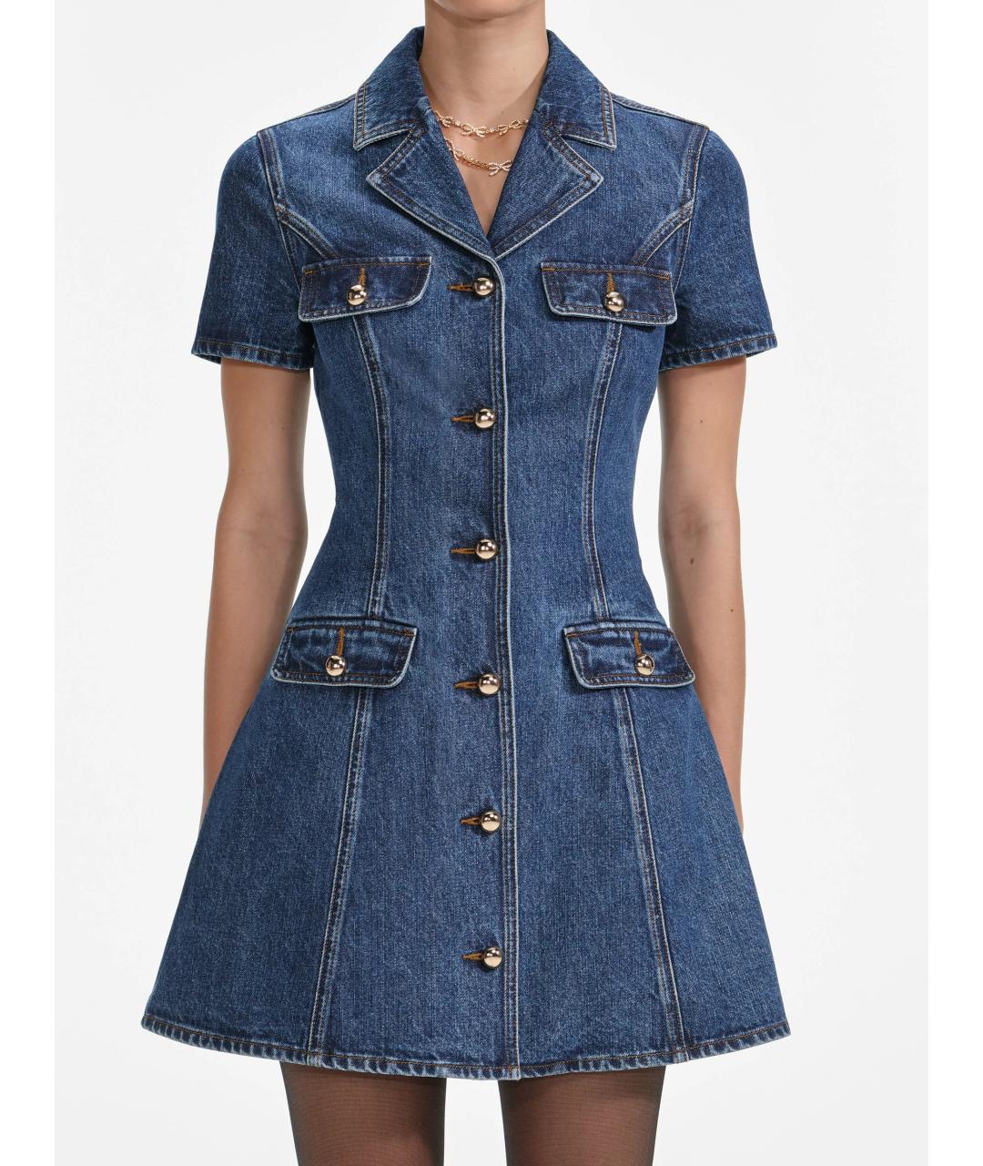 SELF-PORTRAIT Синее хлопковое платье, фото 5