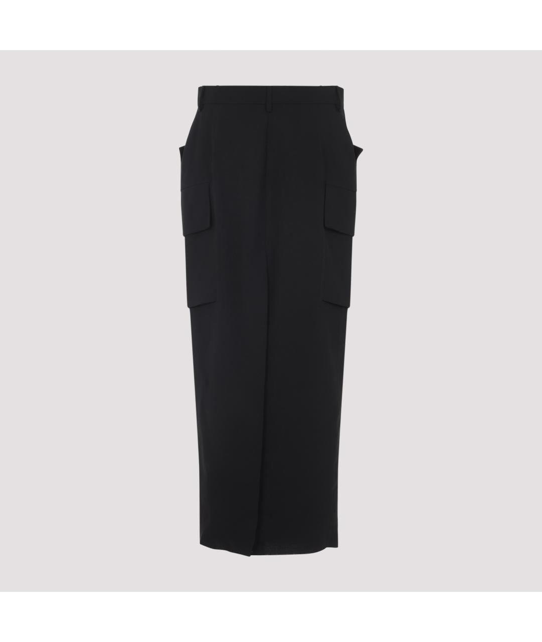 RICK OWENS Черная шерстяная юбка миди, фото 3