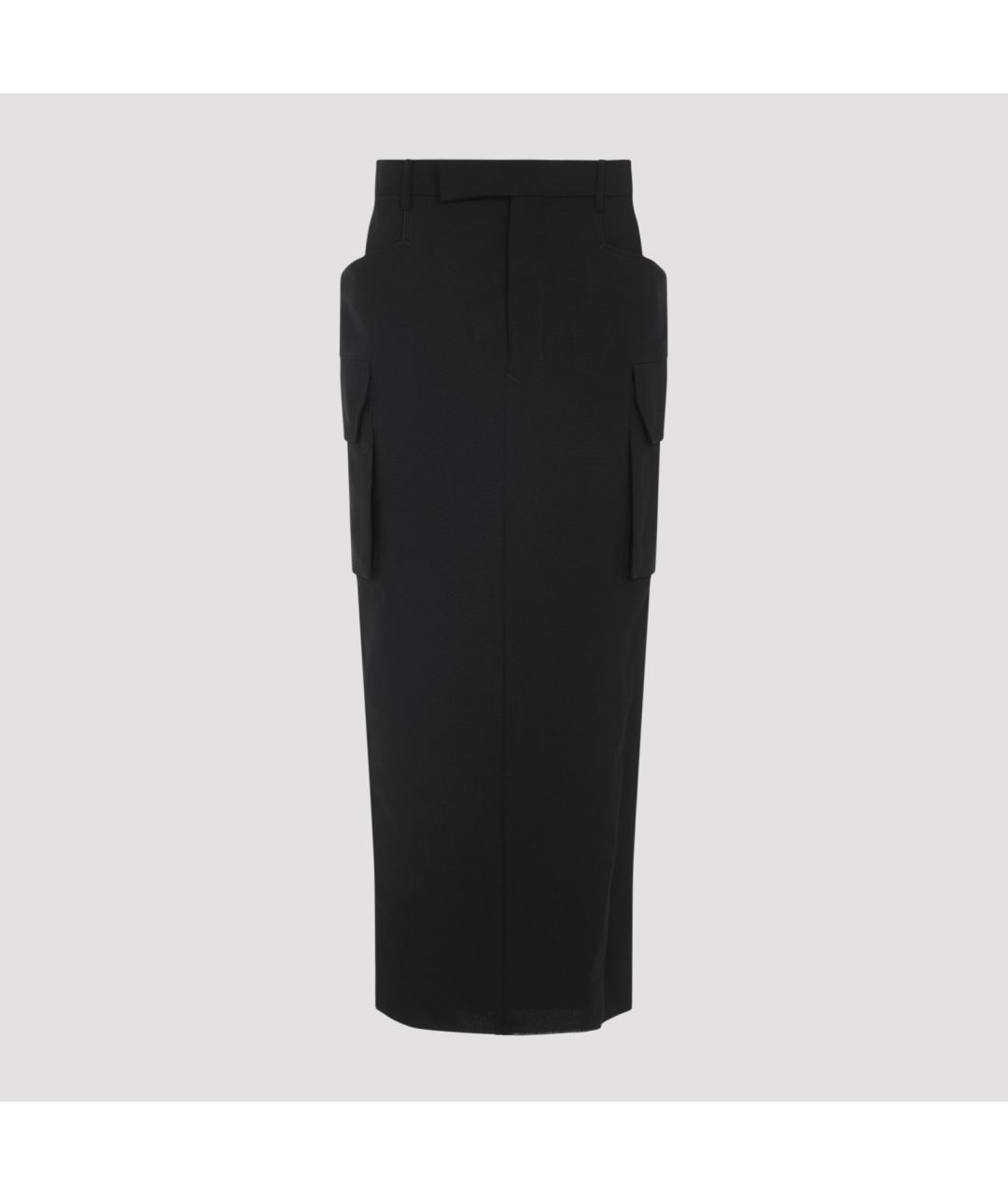 RICK OWENS Черная шерстяная юбка миди, фото 2