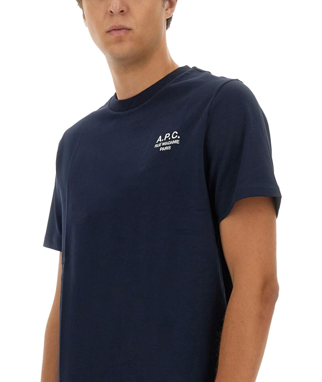 A.P.C. Синяя хлопковая футболка, фото 4