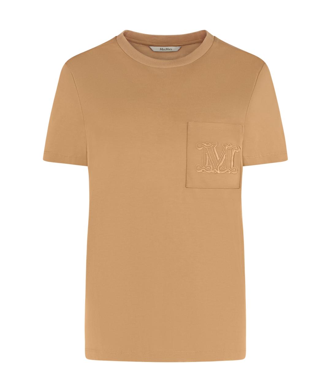 MAX MARA Бежевая хлопковая футболка, фото 1