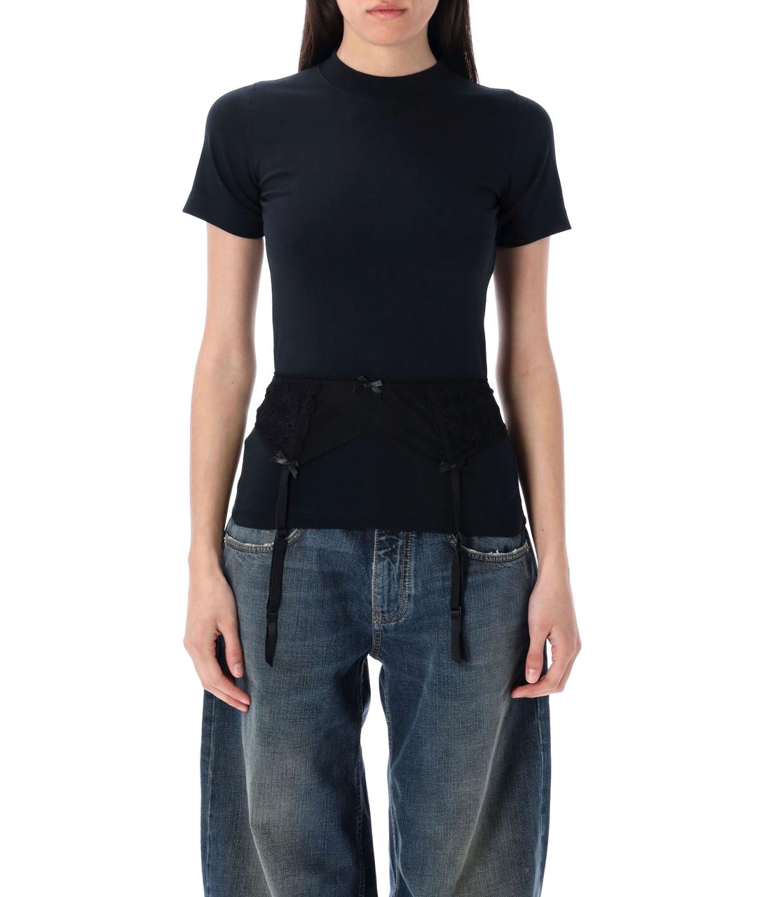 BALENCIAGA Черная хлопковая футболка, фото 2