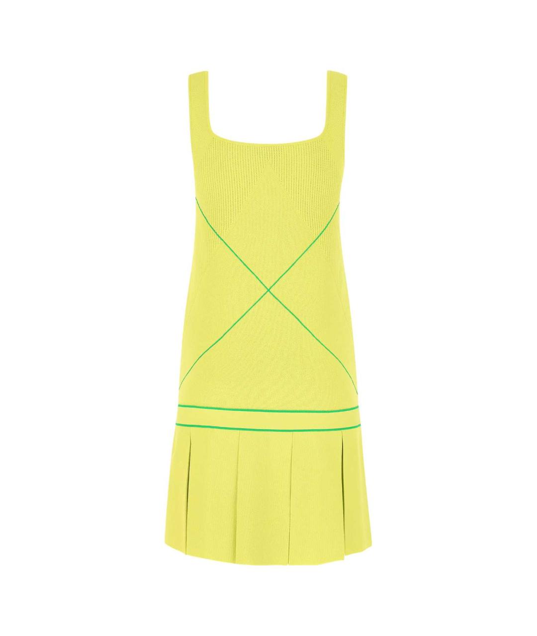 BOTTEGA VENETA Желтое вискозное повседневное платье, фото 2