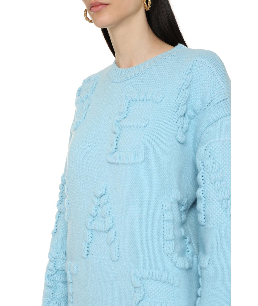 BOTTEGA VENETA Голубой шерстяной джемпер / свитер, фото 5