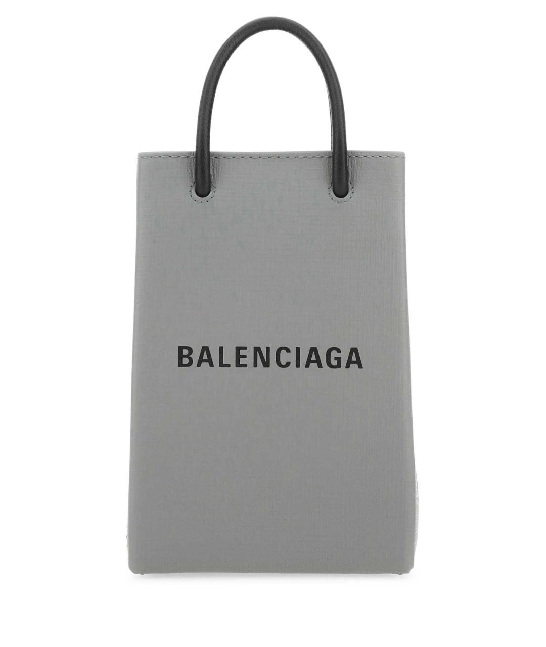 BALENCIAGA Серая кожаная сумка с короткими ручками, фото 1