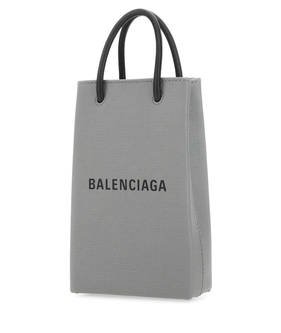 BALENCIAGA Серая кожаная сумка с короткими ручками, фото 2