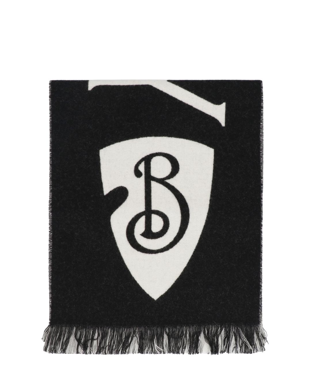 BURBERRY Черный шерстяной шарф, фото 1