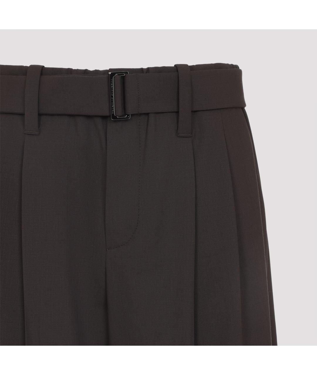 BRUNELLO CUCINELLI Коричневые шерстяные прямые брюки, фото 3