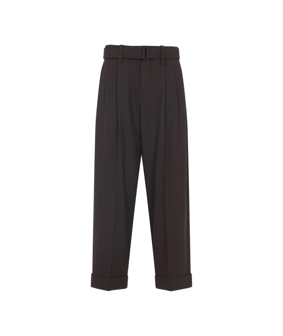 BRUNELLO CUCINELLI Коричневые шерстяные прямые брюки, фото 1