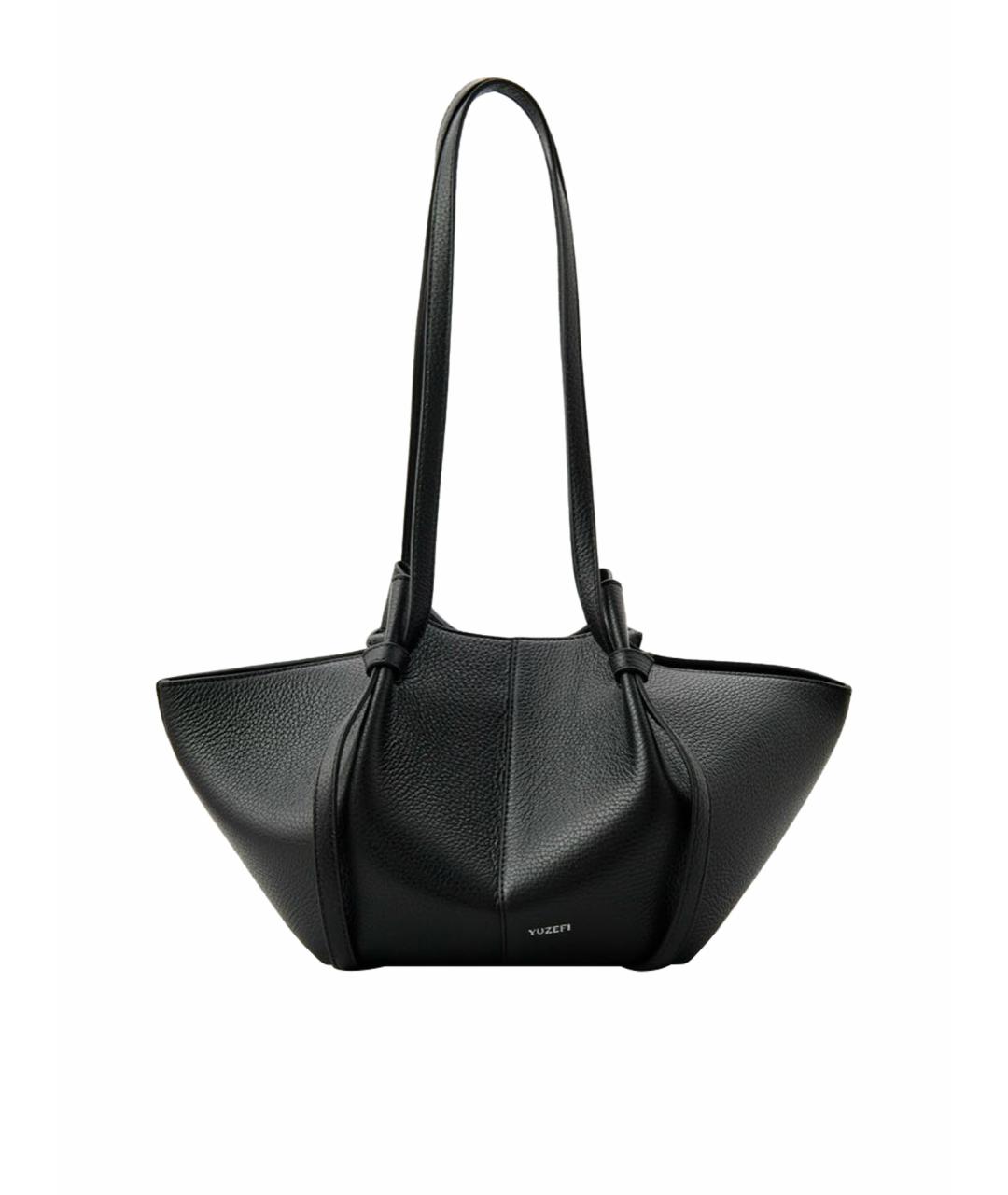 YUZEFI Черная кожаная сумка с короткими ручками, фото 1