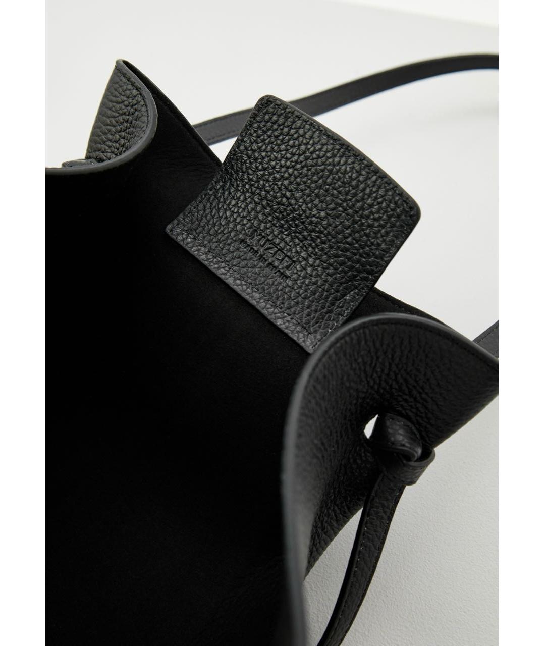 YUZEFI Черная кожаная сумка с короткими ручками, фото 4