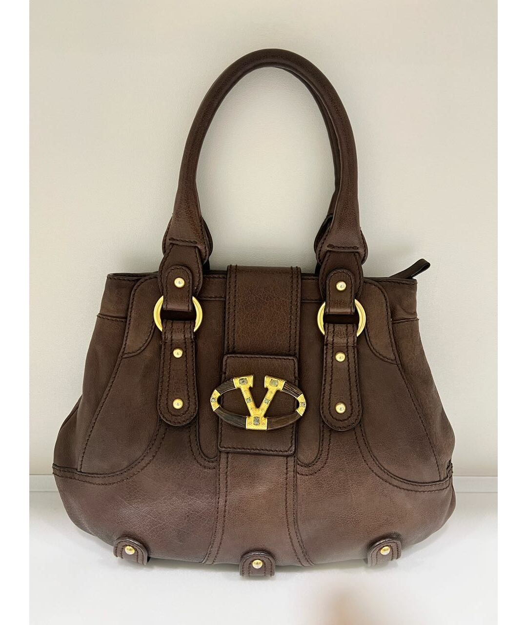 VALENTINO Коричневая кожаная сумка тоут, фото 7