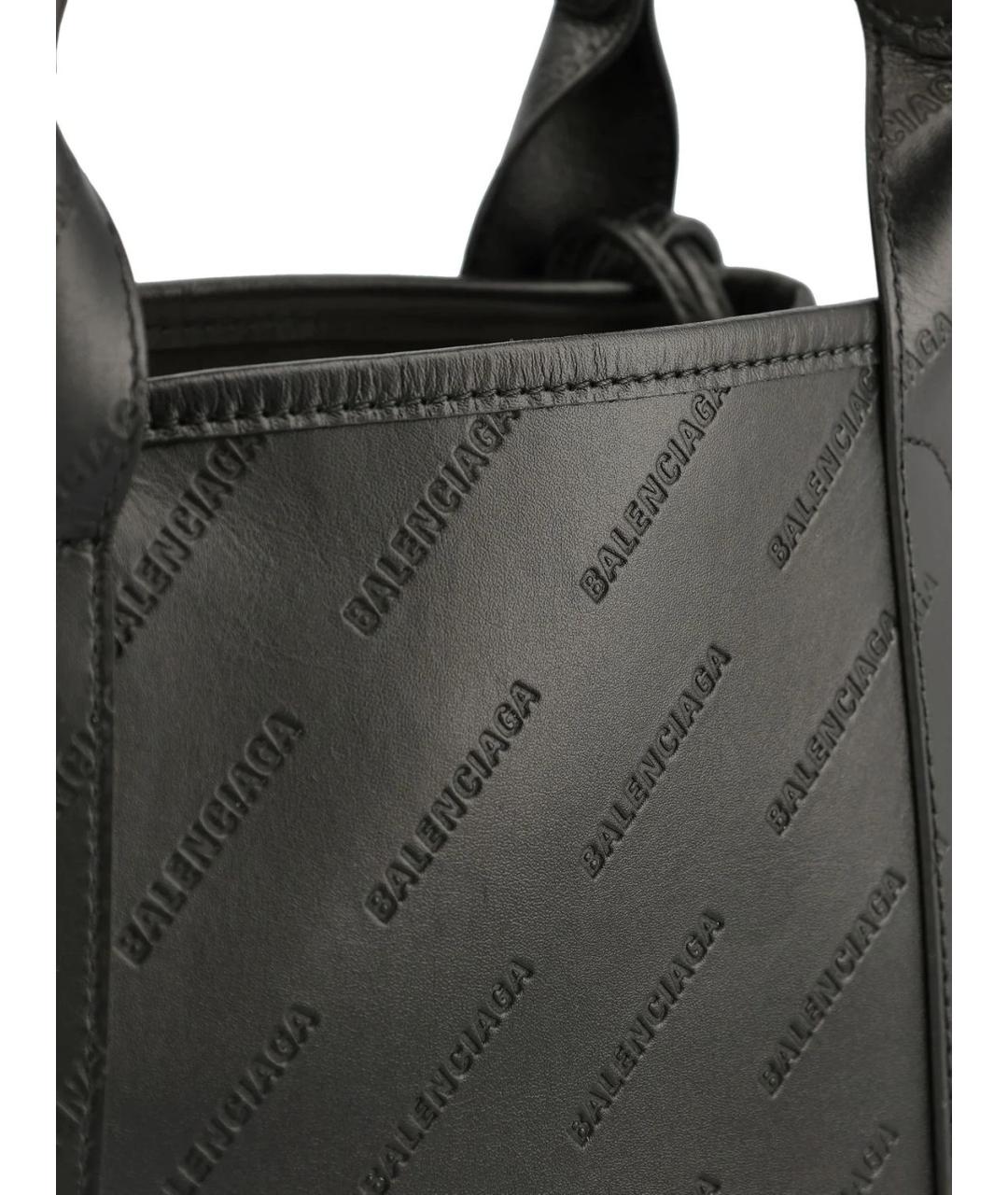 BALENCIAGA Черная кожаная сумка тоут, фото 4