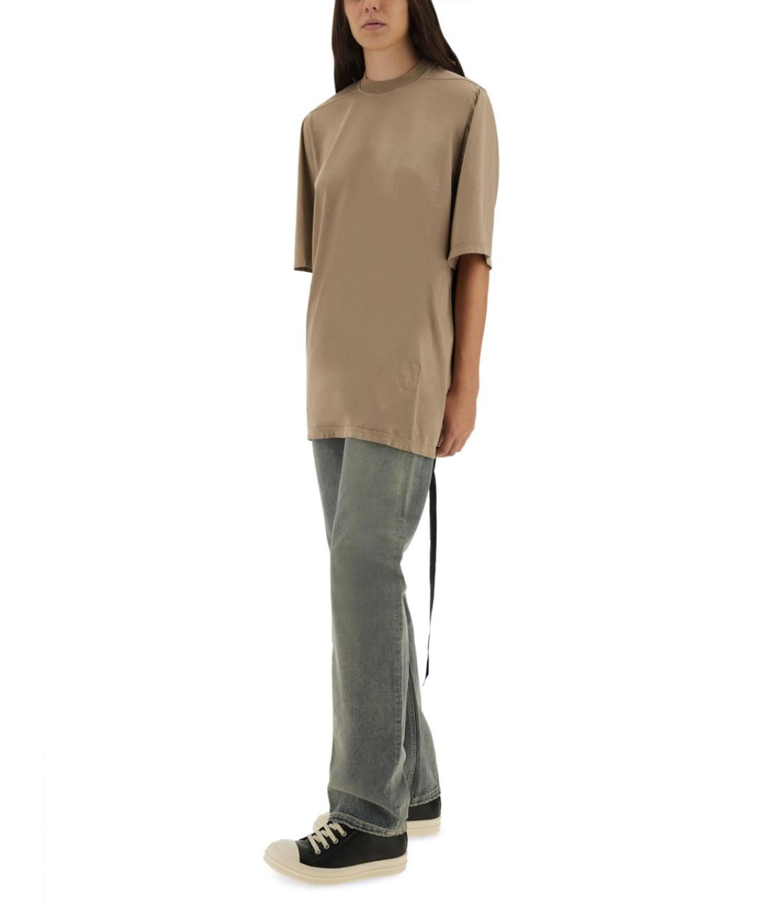 RICK OWENS DRKSHDW Бежевая хлопковая футболка, фото 4