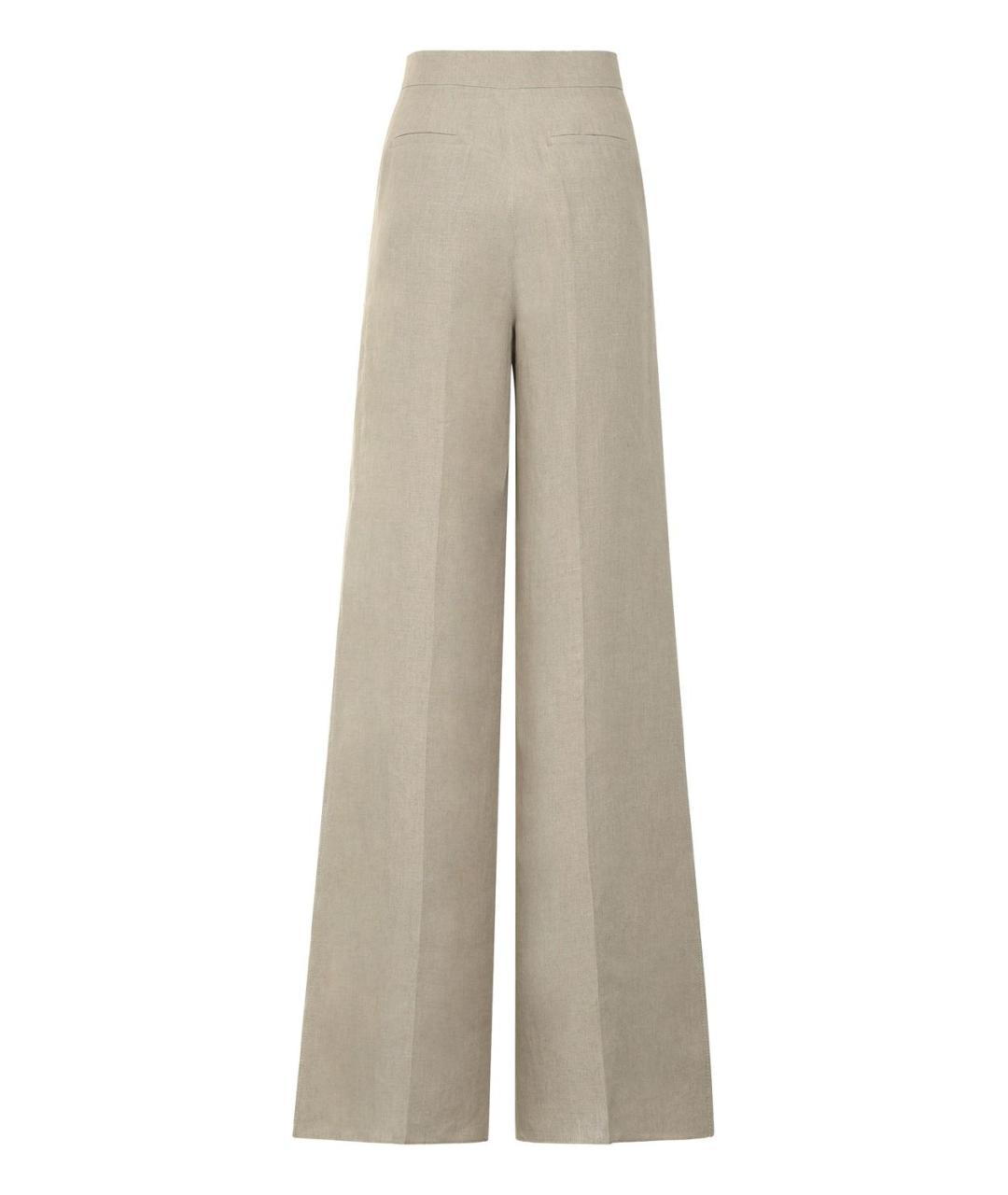 MAX MARA Бежевые льняные брюки широкие, фото 2