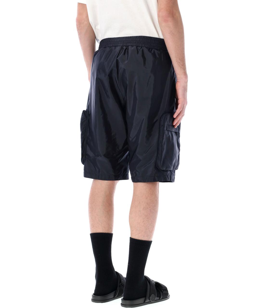 MONCLER Синие полиамидовые повседневные брюки, фото 3