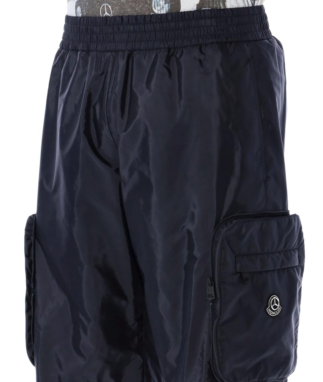 MONCLER Синие полиамидовые повседневные брюки, фото 4