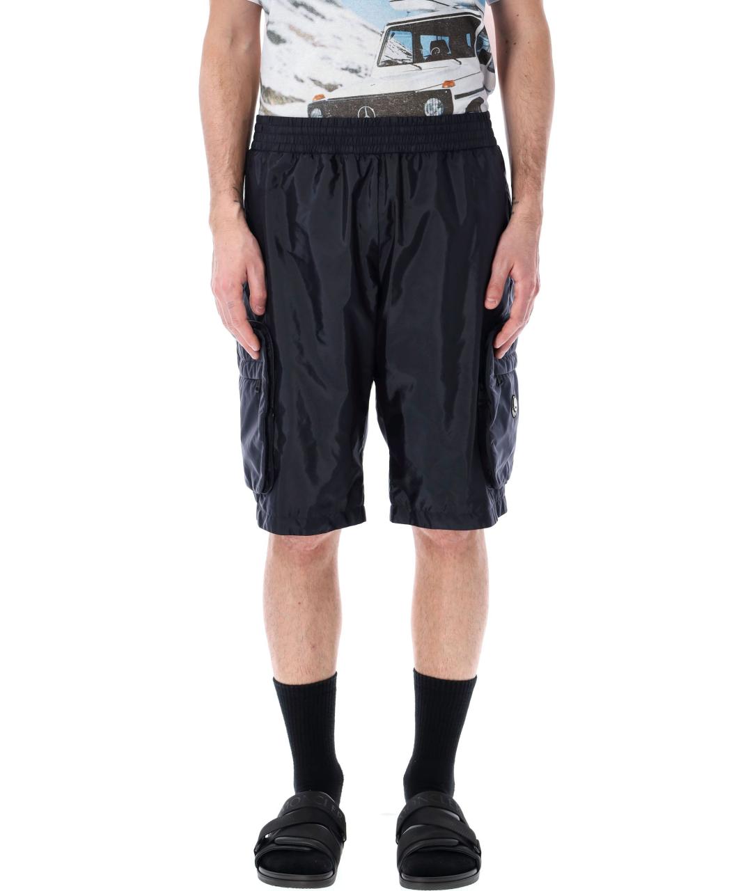 MONCLER Синие полиамидовые повседневные брюки, фото 2