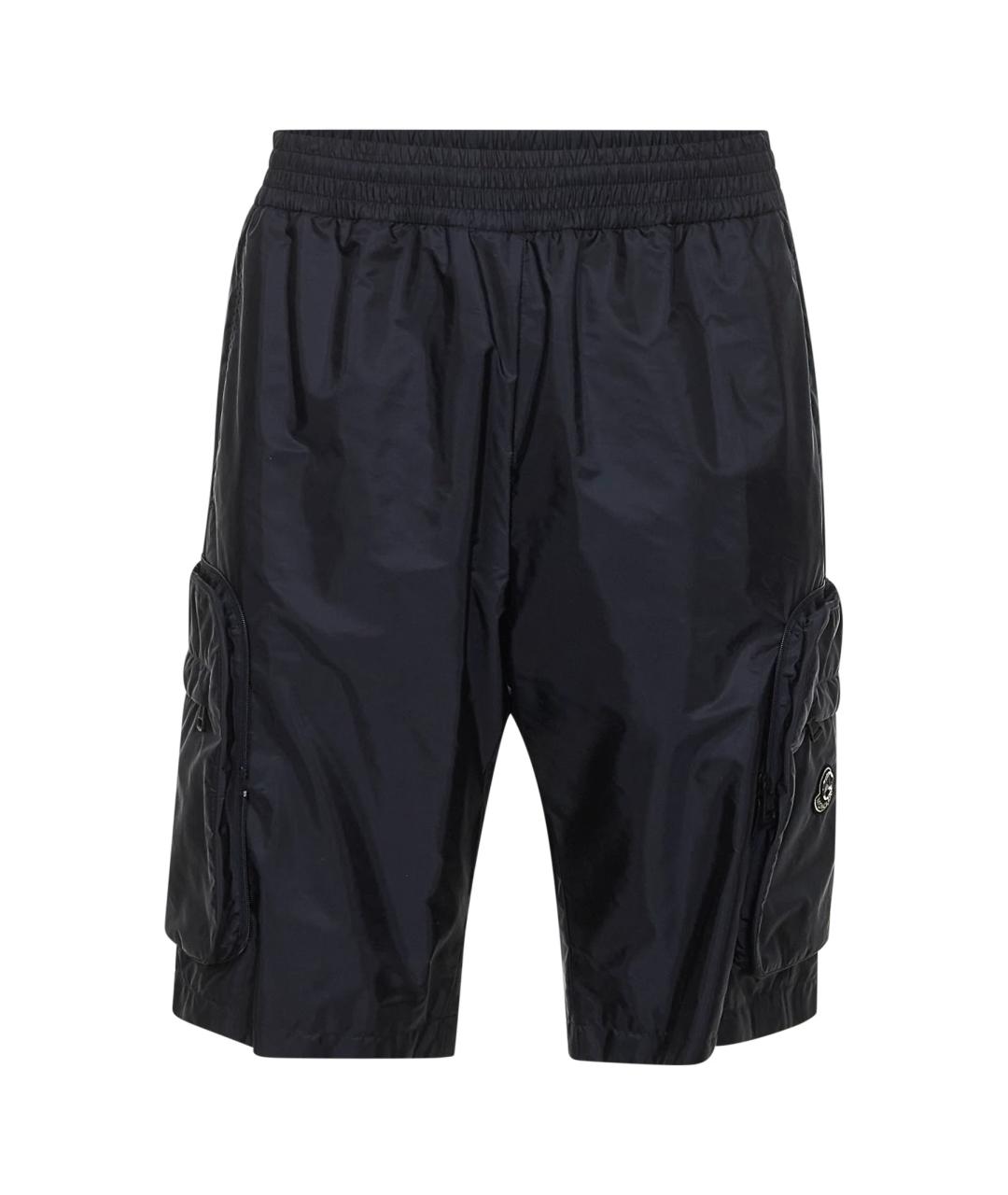 MONCLER Синие полиамидовые повседневные брюки, фото 1