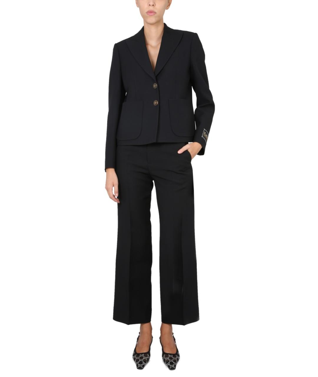 GUCCI Черные шелковые прямые брюки, фото 2