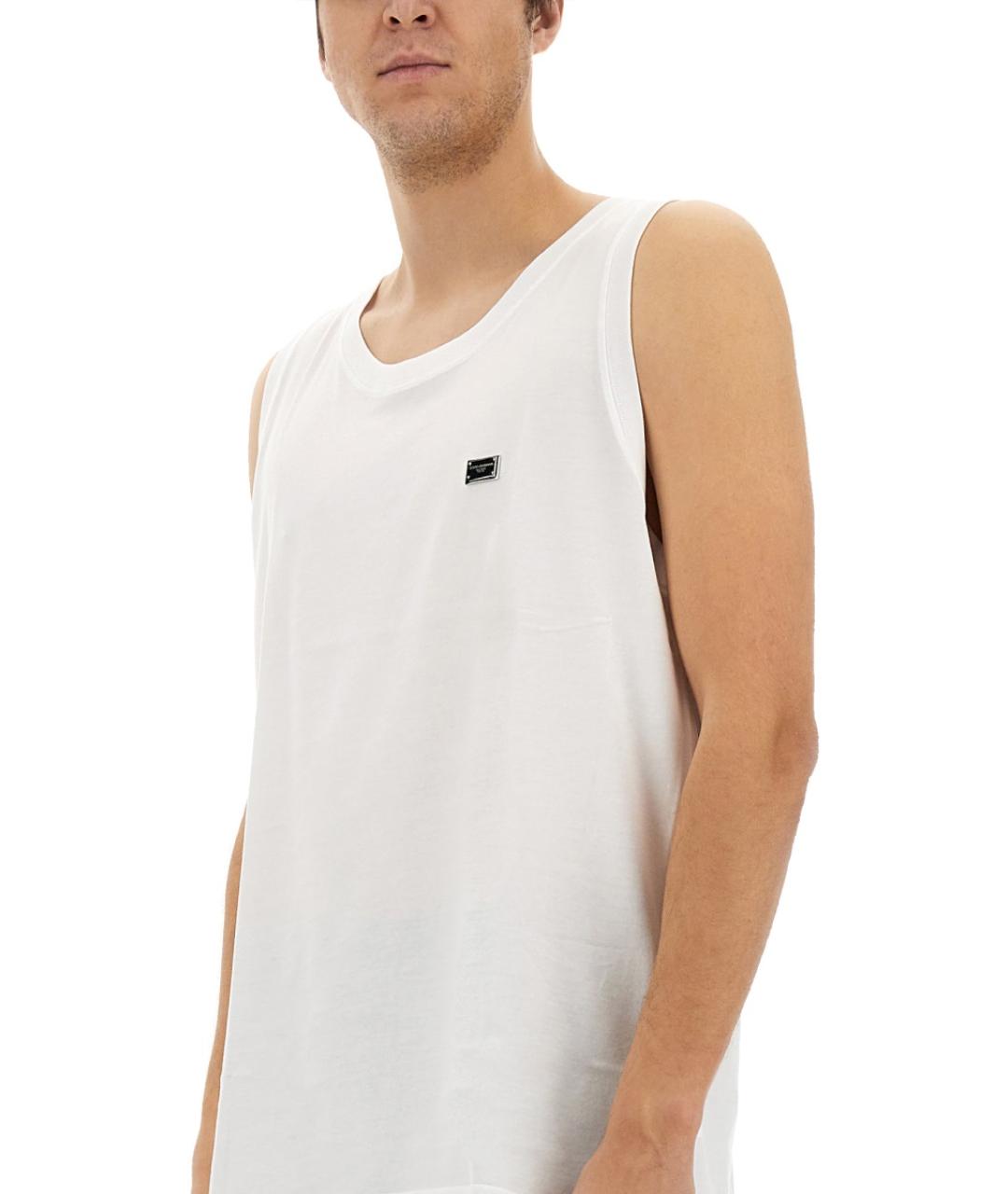 DOLCE&GABBANA Белая хлопковая майка, фото 4