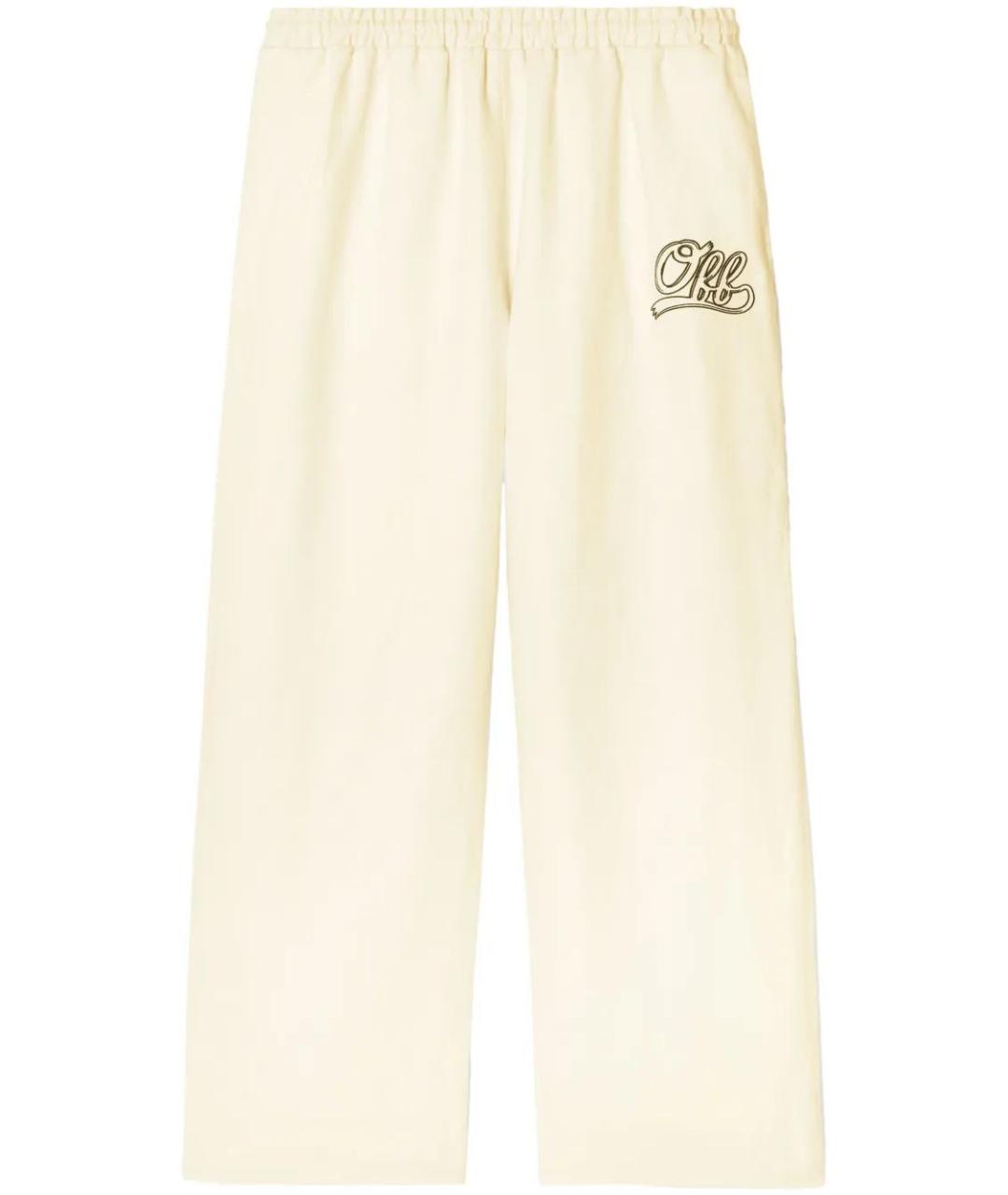 OFF-WHITE Белые хлопковые повседневные брюки, фото 1
